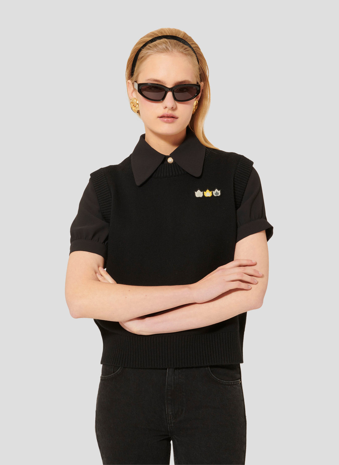 Pimprenelle black sweater in wool and cotton by Tara Jarmon Lebanon