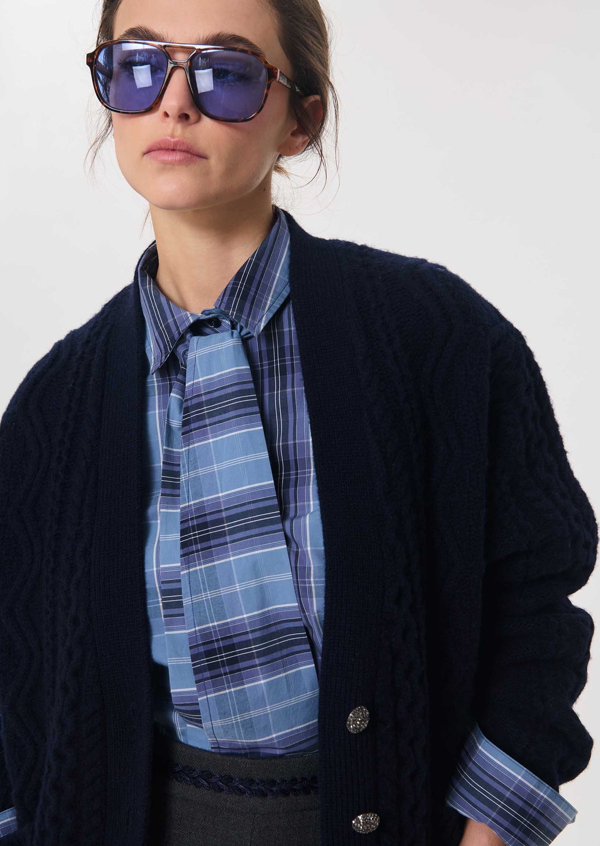 Christiane shirt in navy cotton by Tara Jarmon