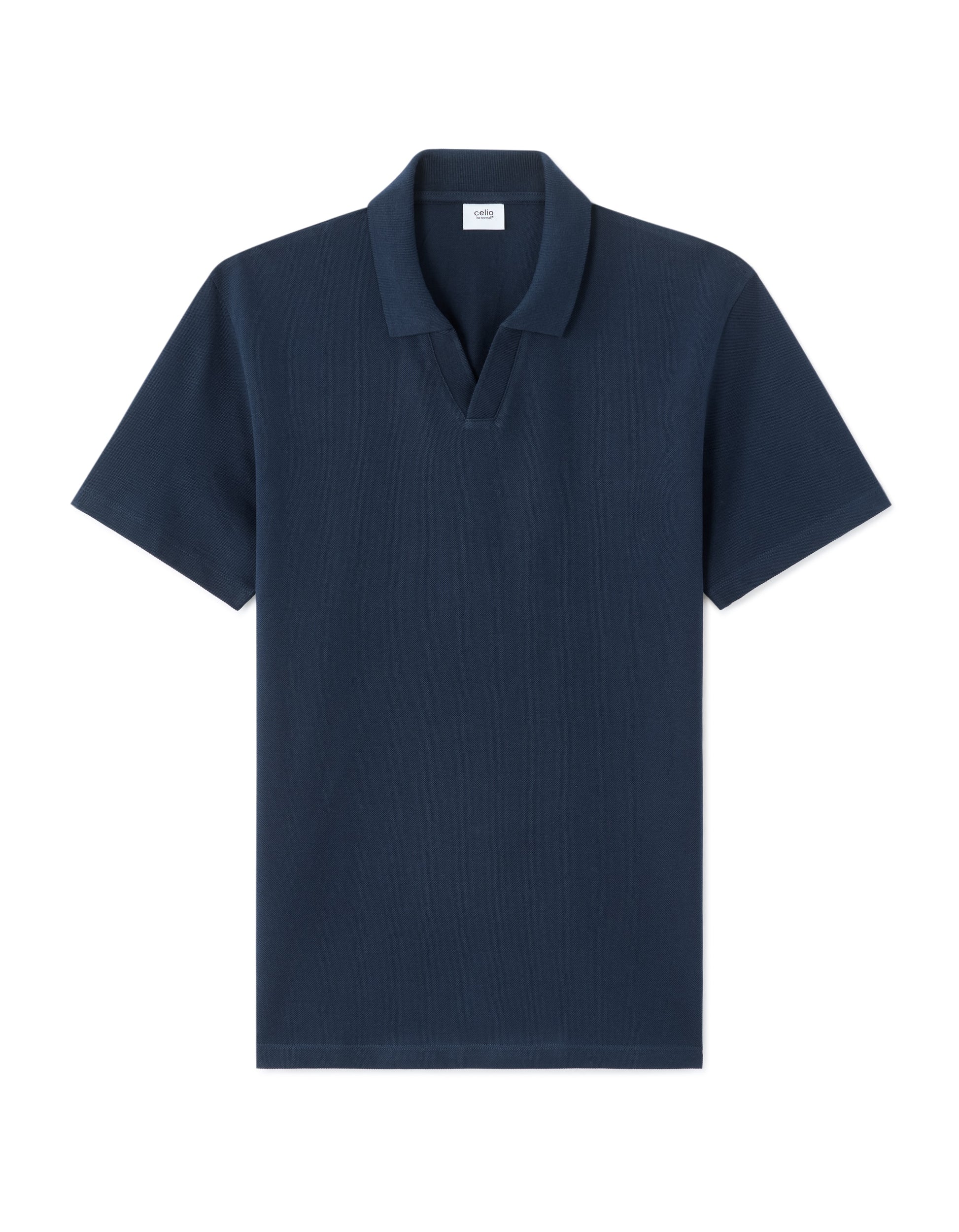 Celio Regular Fit Piqué Polo Shirt with Shark Collar - Navy