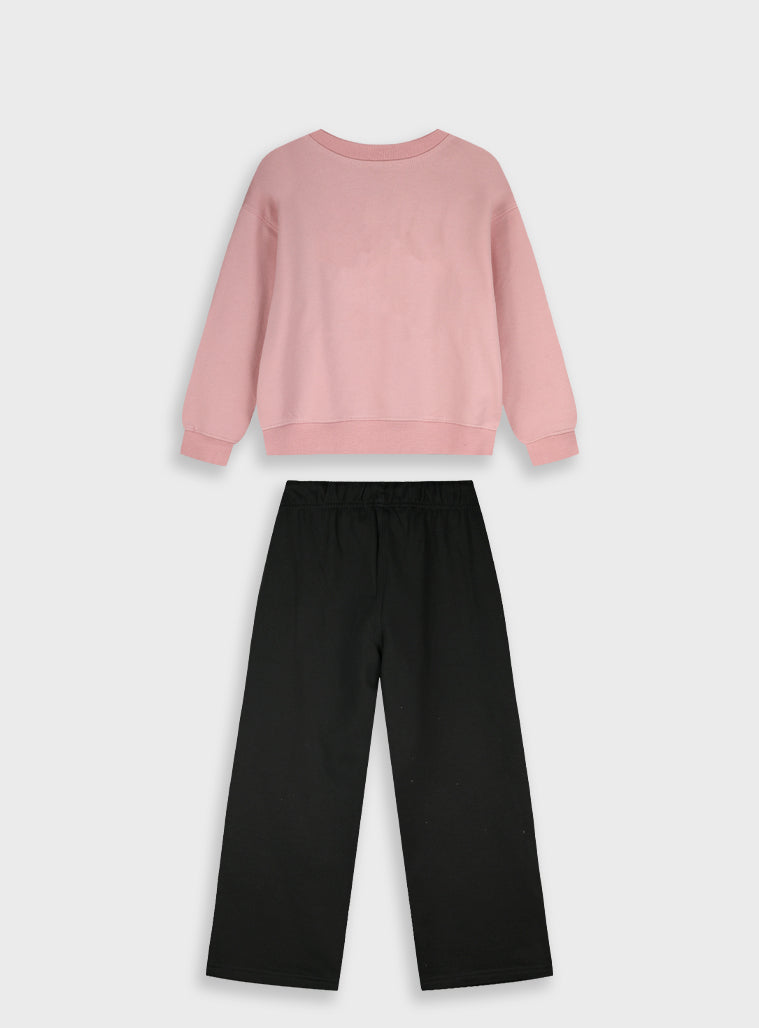 Cotton Girl Tracksuit - Black