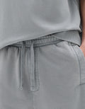 Celio Blue Solid Washed-Effect 100% Cotton Bermuda - Grey