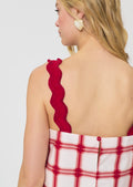 top in red checkered cotton