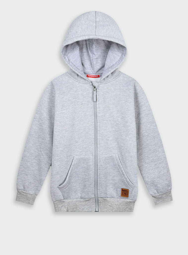 Cotton Blend Boy Cardigan - Grey Melange