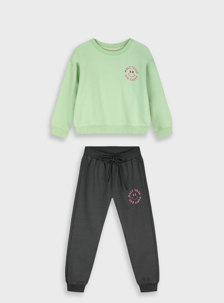 Cotton Girl Set - Dark Grey