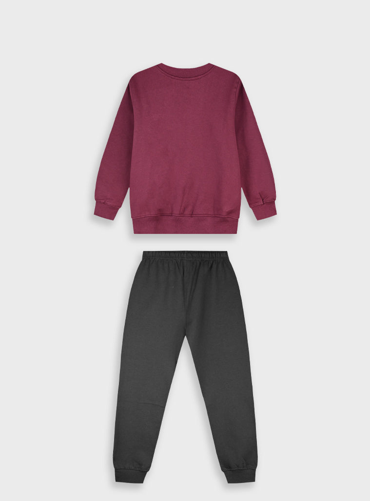 Cotton Blend Boy Tracksuit - Anthracite