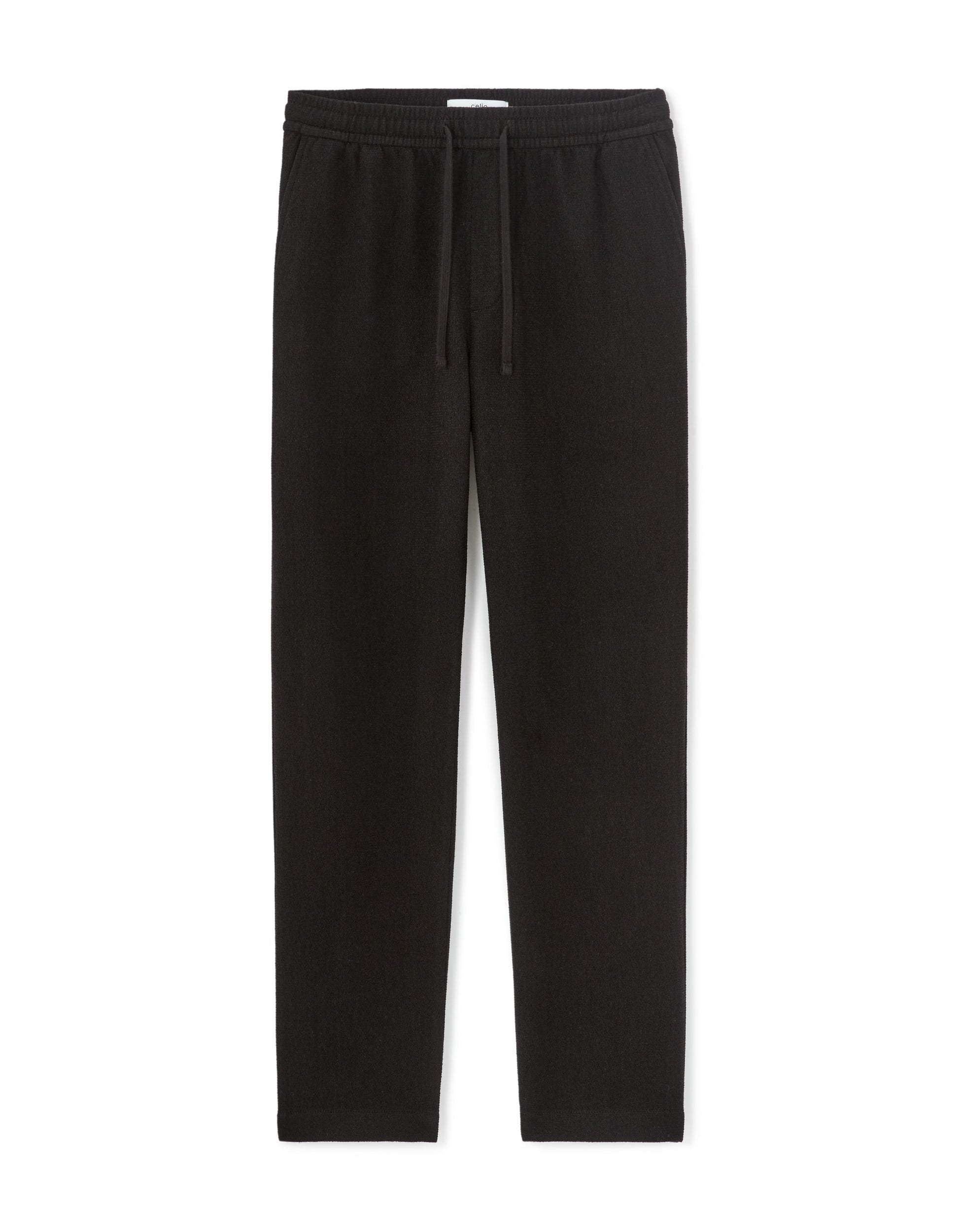 Celio Relaxed Fit Textured Knit Pants - Black