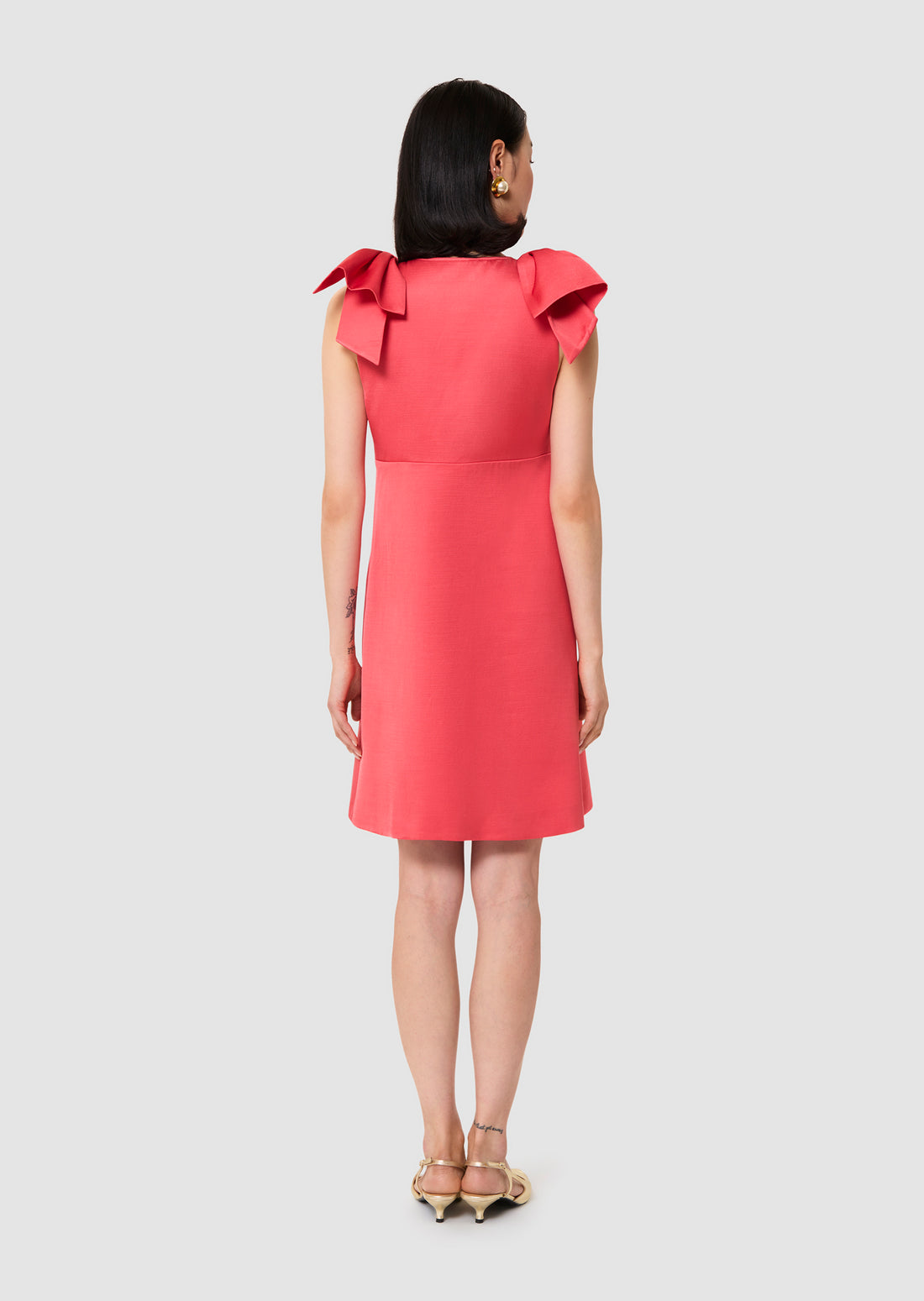 Remarquable red satin linen dress by Tara Jarmon Lebanon