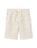 Celio Striped 100% Linen Bermuda Shorts - White