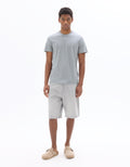 Regular Fit Crew Neck 100% Cotton T-shirt - Grey-Blue Celio