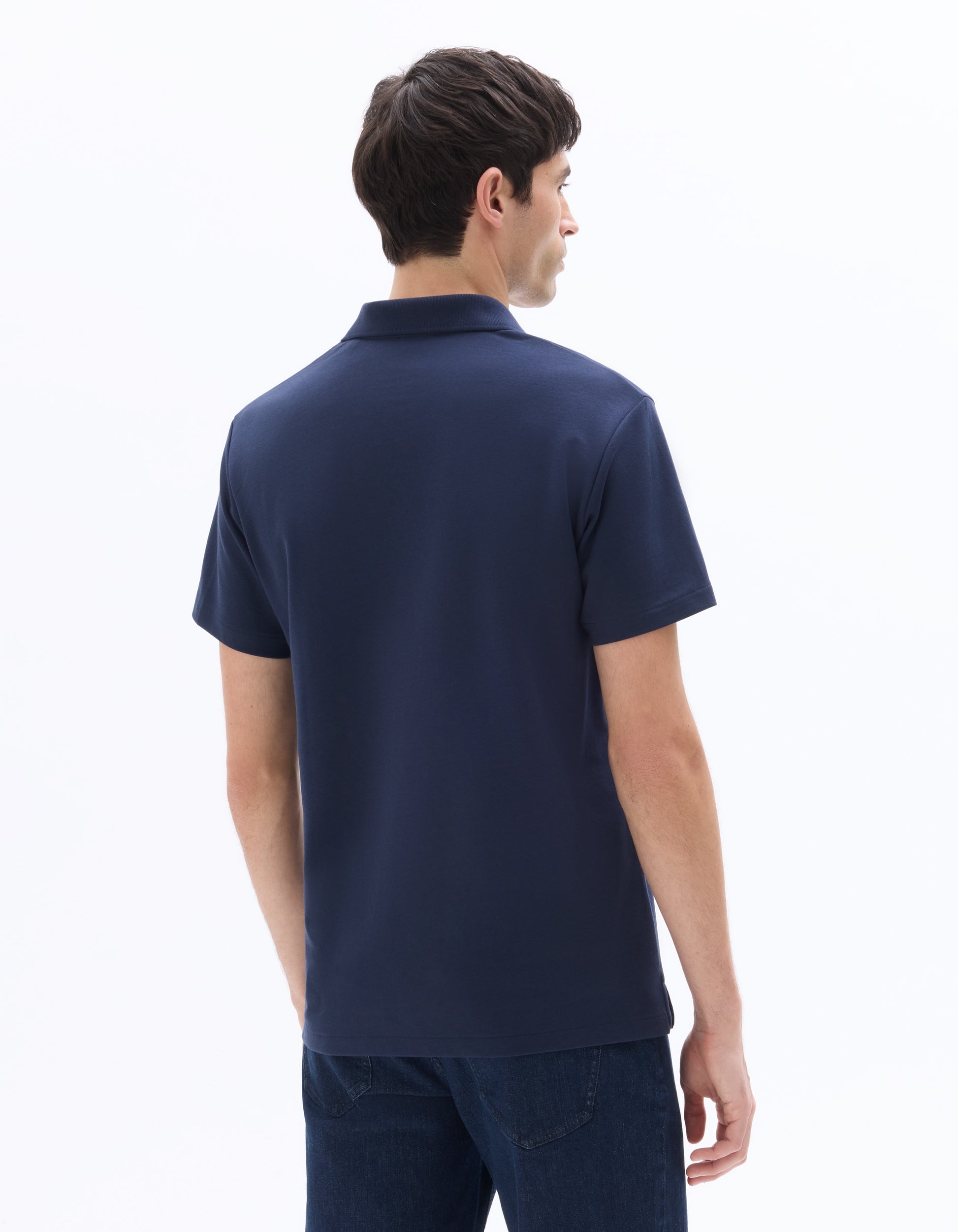 Celio Regular Fit Cuban Collar Cotton Blend Polo - Navy