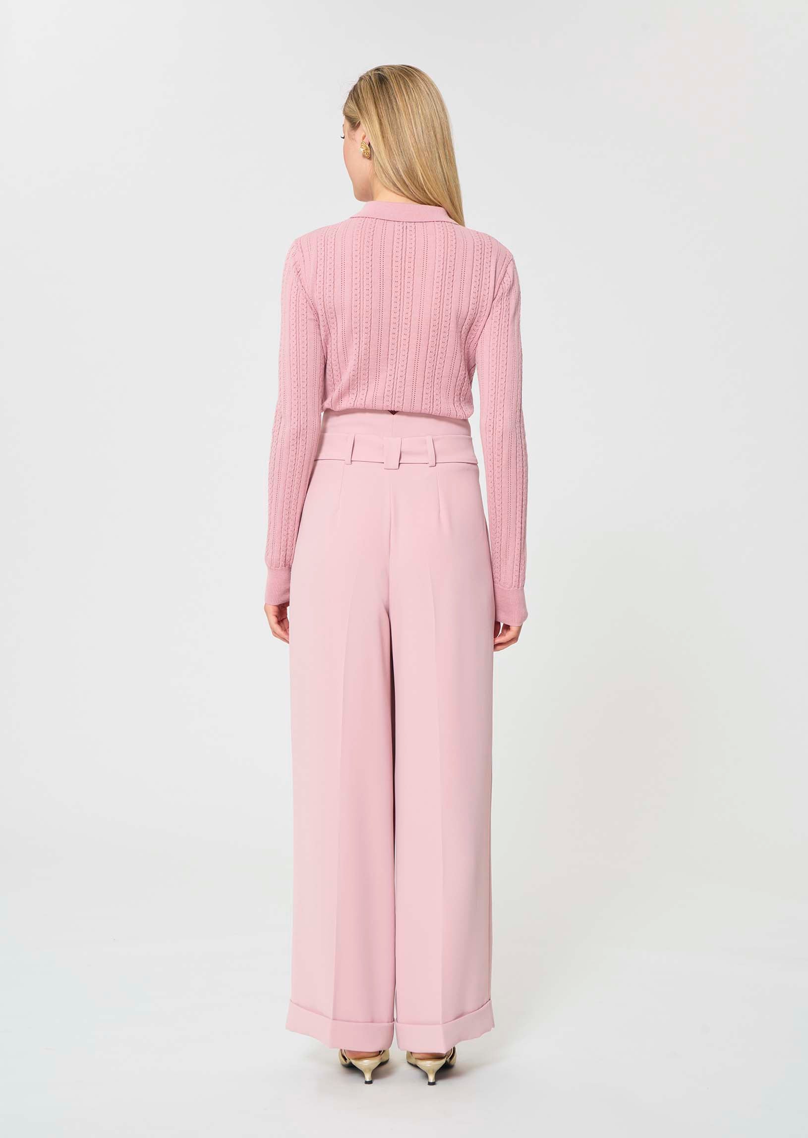 trousers in yellow in fluid crepe
