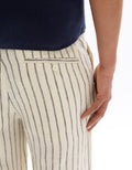 Celio Striped 100% Linen Bermuda Shorts - White