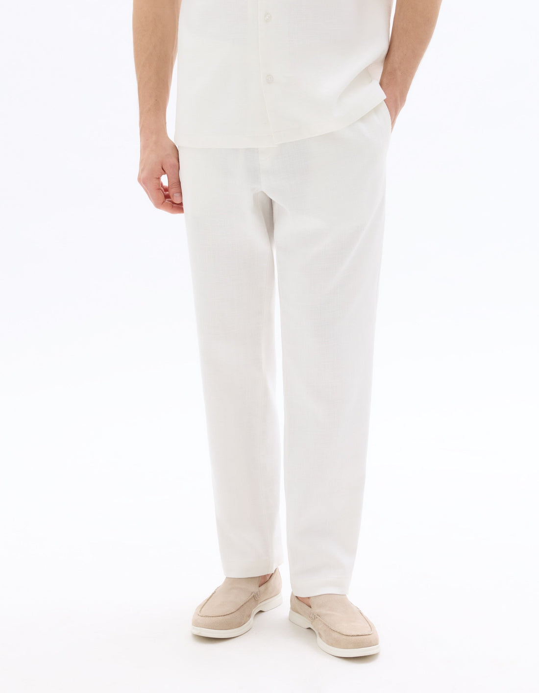 Relaxed Textured 100% Cotton Pants Celio