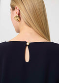 top in midnight blue fluid crepe