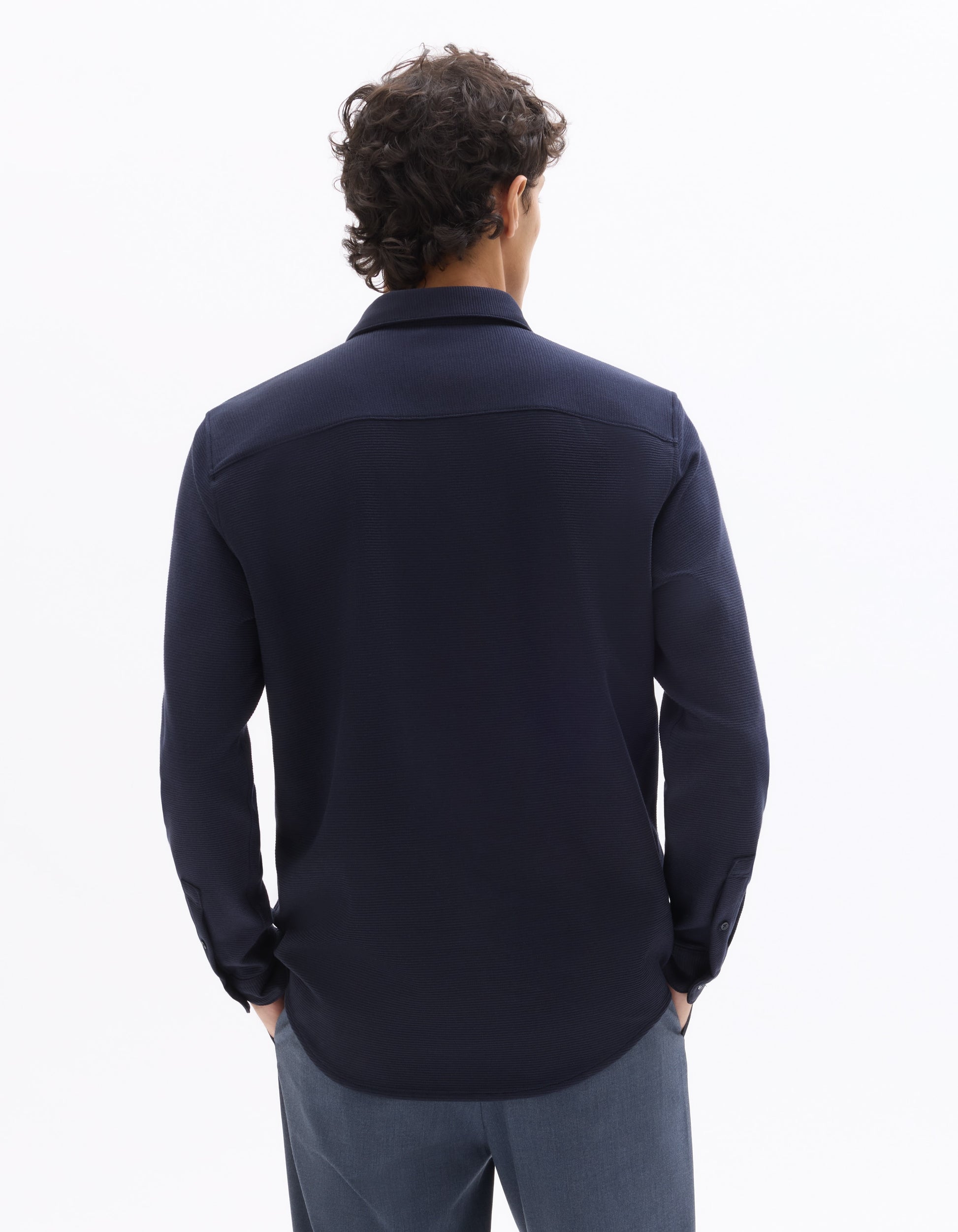 Celio Regular Fit Ribbed Shirt - Navy