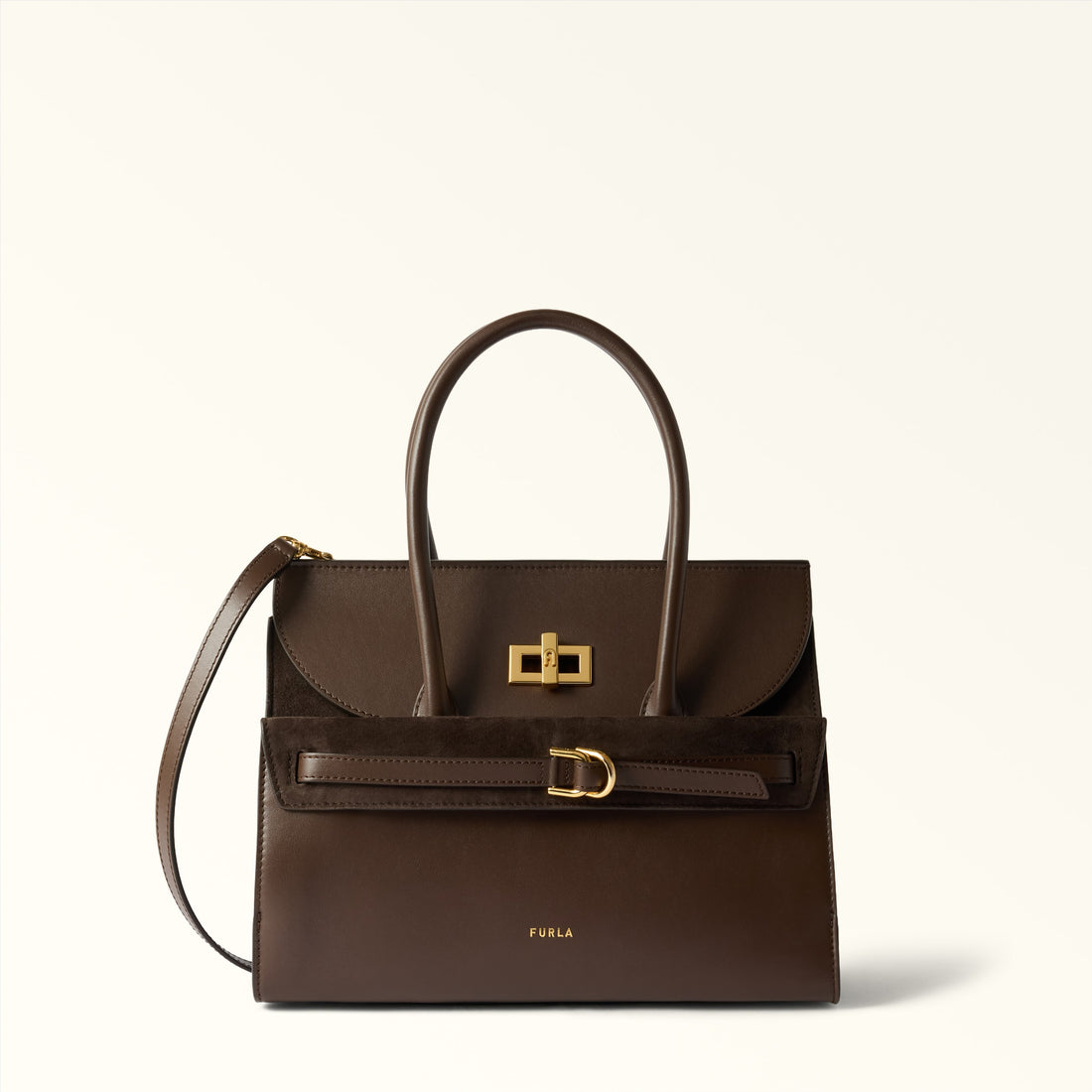 Furla Greta M Top Handle in Brown - Bags 