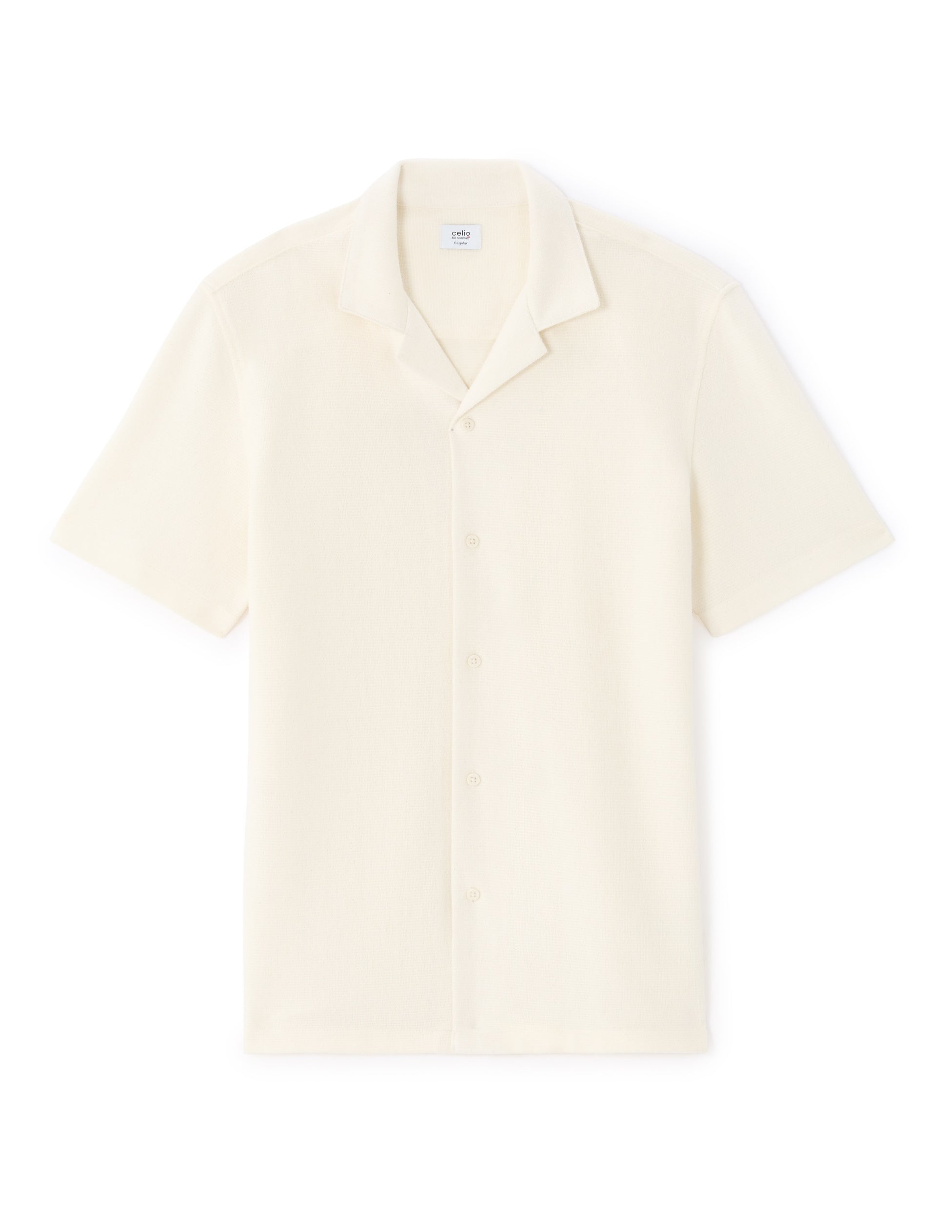 Celio Textured Regular Fit Short-Sleeved Shirt - Beige