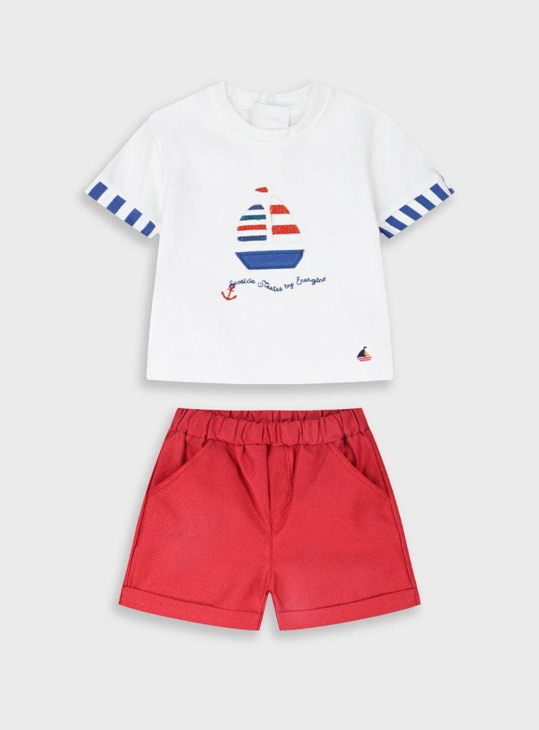 Red Infant Set(Shorts,Blouse) for Boys