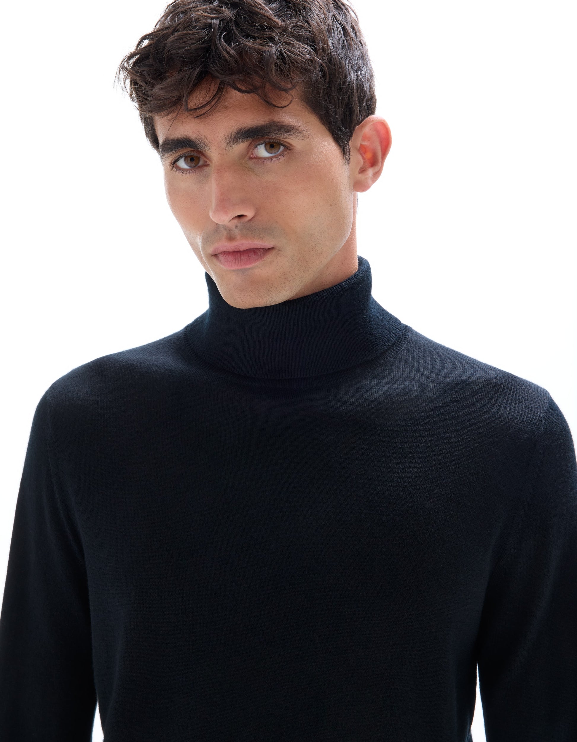 Black turtle neck jumper for men