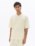 Celio White Oversized V-Neck Interlock T-Shirt with 07 Embroidery - White