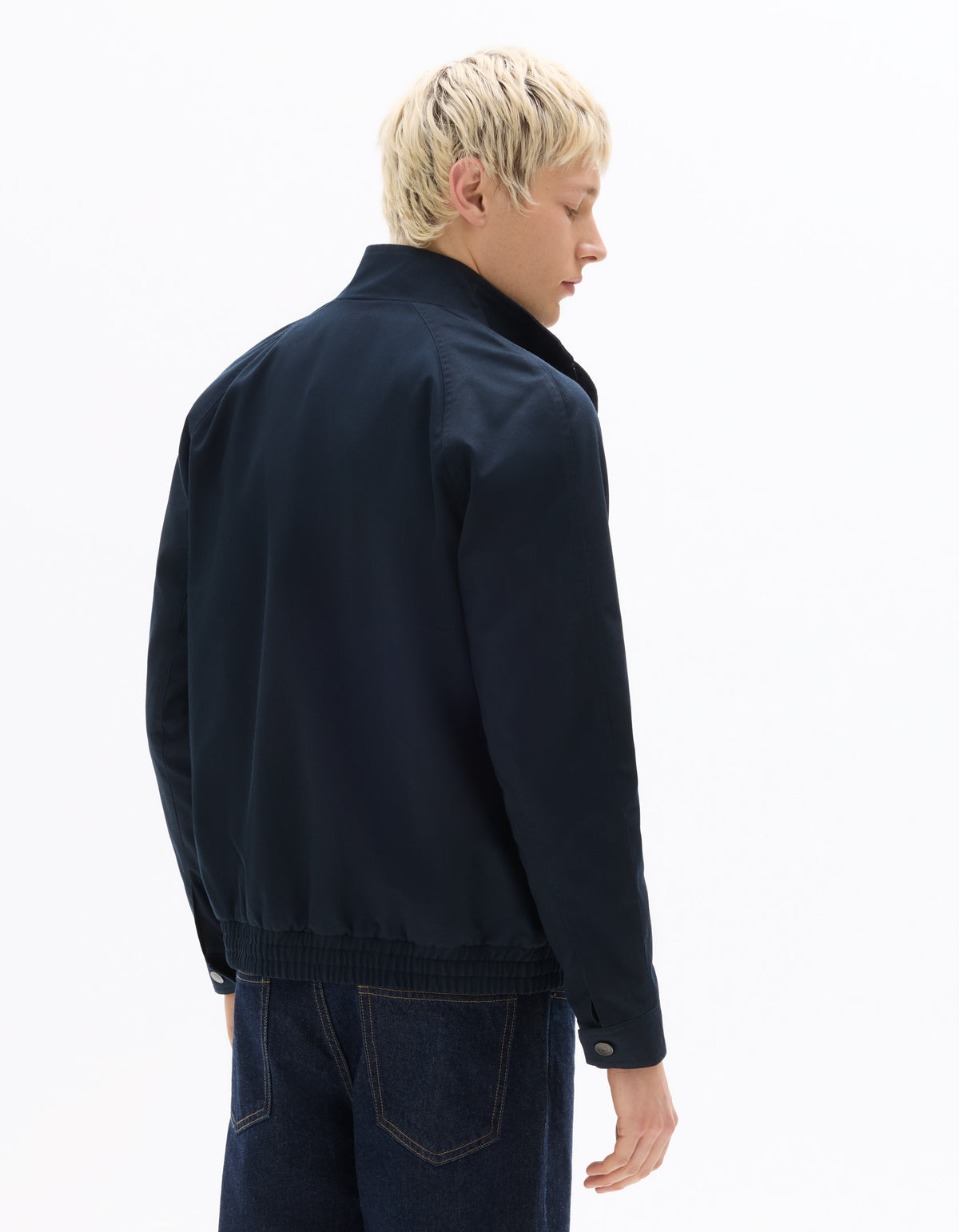 Celio Navy Blue Zip-Up Stand-Up Collar Jacket - Navy