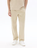 Celio Regular Fit 100% Cotton Ribbed Knit Joggers - Beige