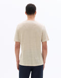 Celio Regular Fit Round Neck 100% Linen T-shirt - Beige