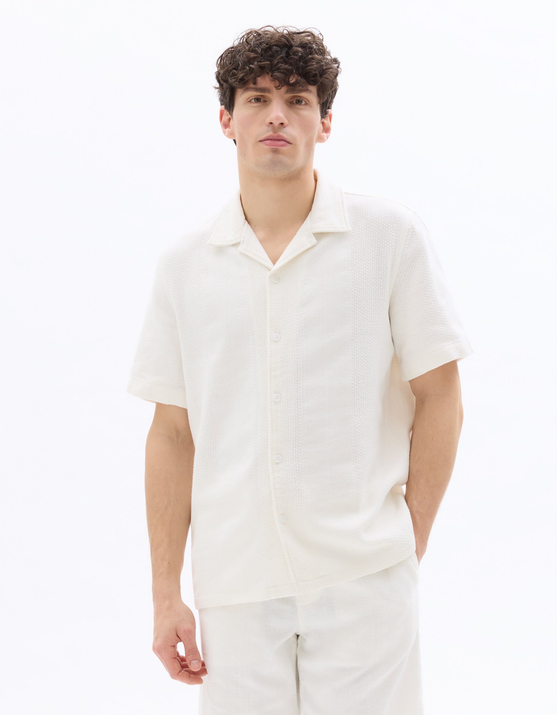 Regular Fit 100% Cotton Jacquard Short Sleeve Shirt Celio