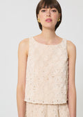 top in beige embossed floral pattern