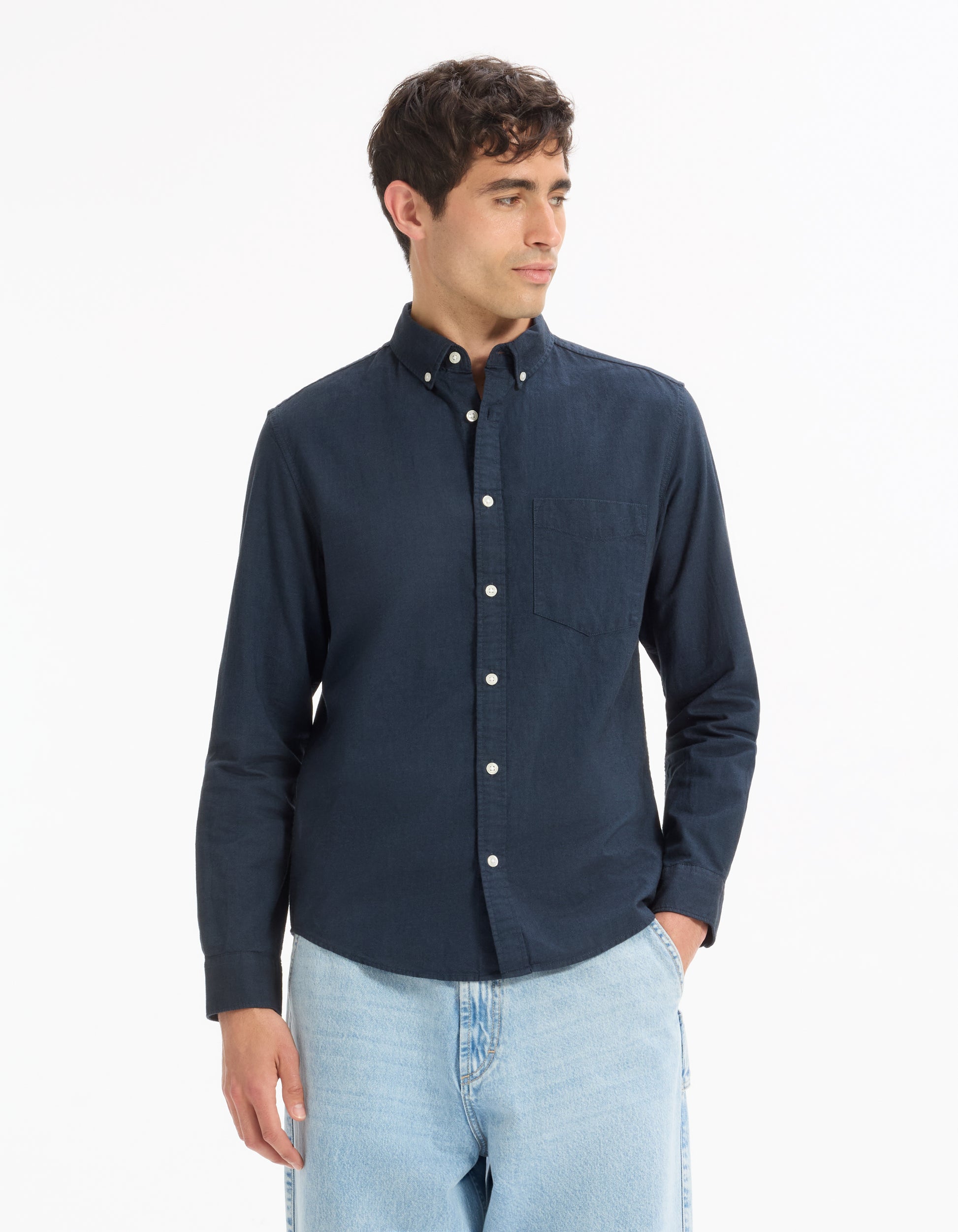 Dark Navy Long Sleeves Shirt - Celio Lebanon