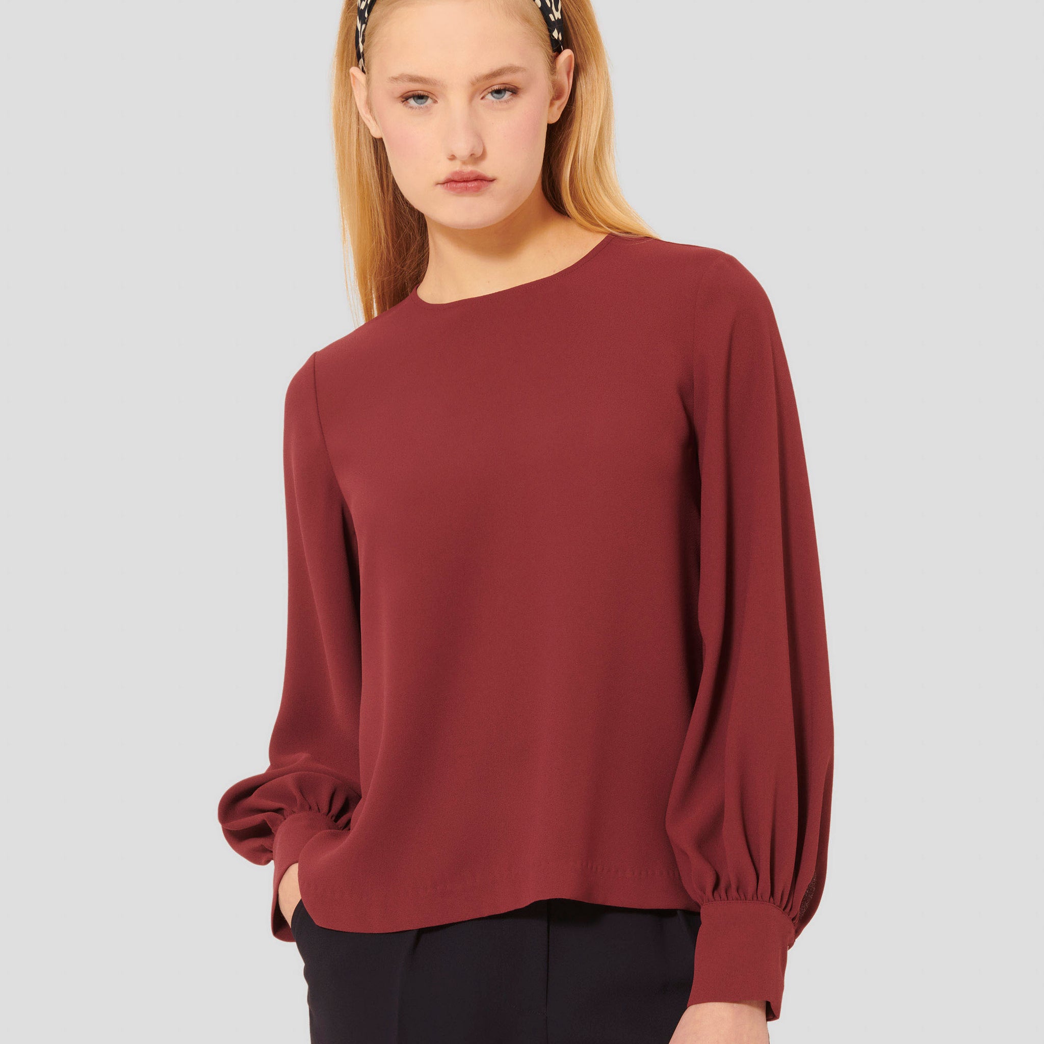 Tacci Burgundy Crepe Top by Tara Jarmon Lebanon