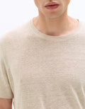 Celio Regular Fit Round Neck 100% Linen T-shirt - Beige