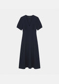 dress in midnight blue fluid crepe