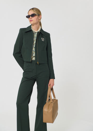 jacket in dark green cotton gabardine