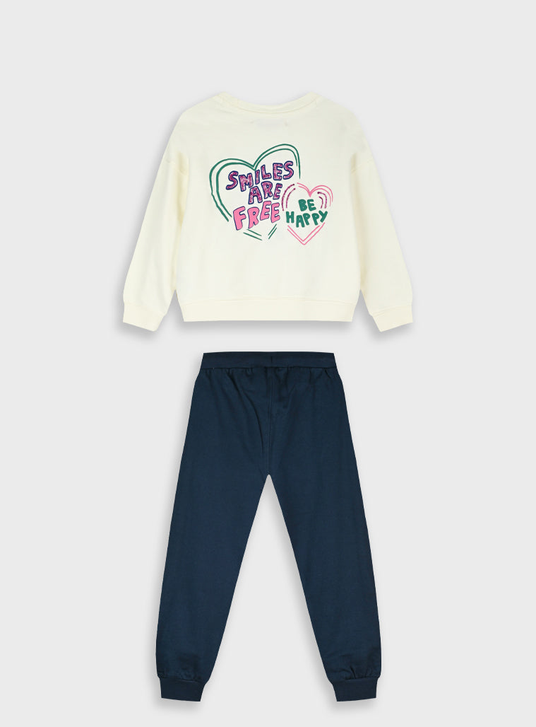 Cotton Girl Set - Navy