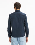 Dark Navy Long Sleeves Shirt - Celio Lebanon