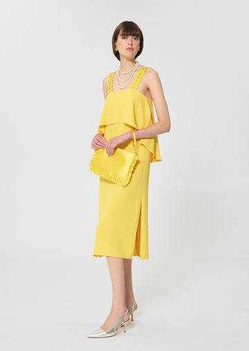 dress in yellow fluid crepe