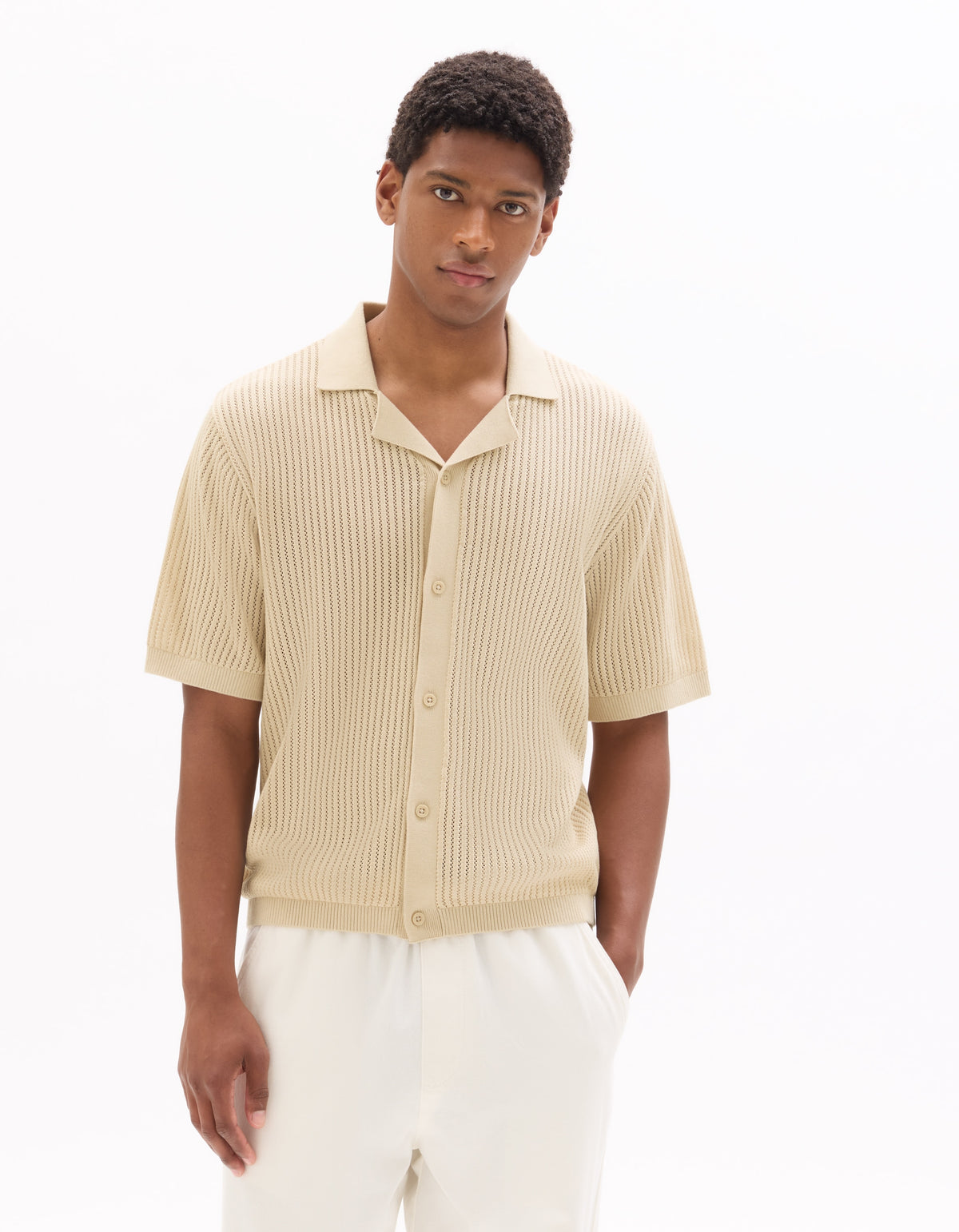 Celio Cotton Short-Sleeved Polo - Beige