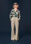 Primavera ecru with green graphic design pants by Tara Jarmon Lebanon