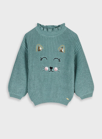 Children's Green Blouse Knitwear For Girl