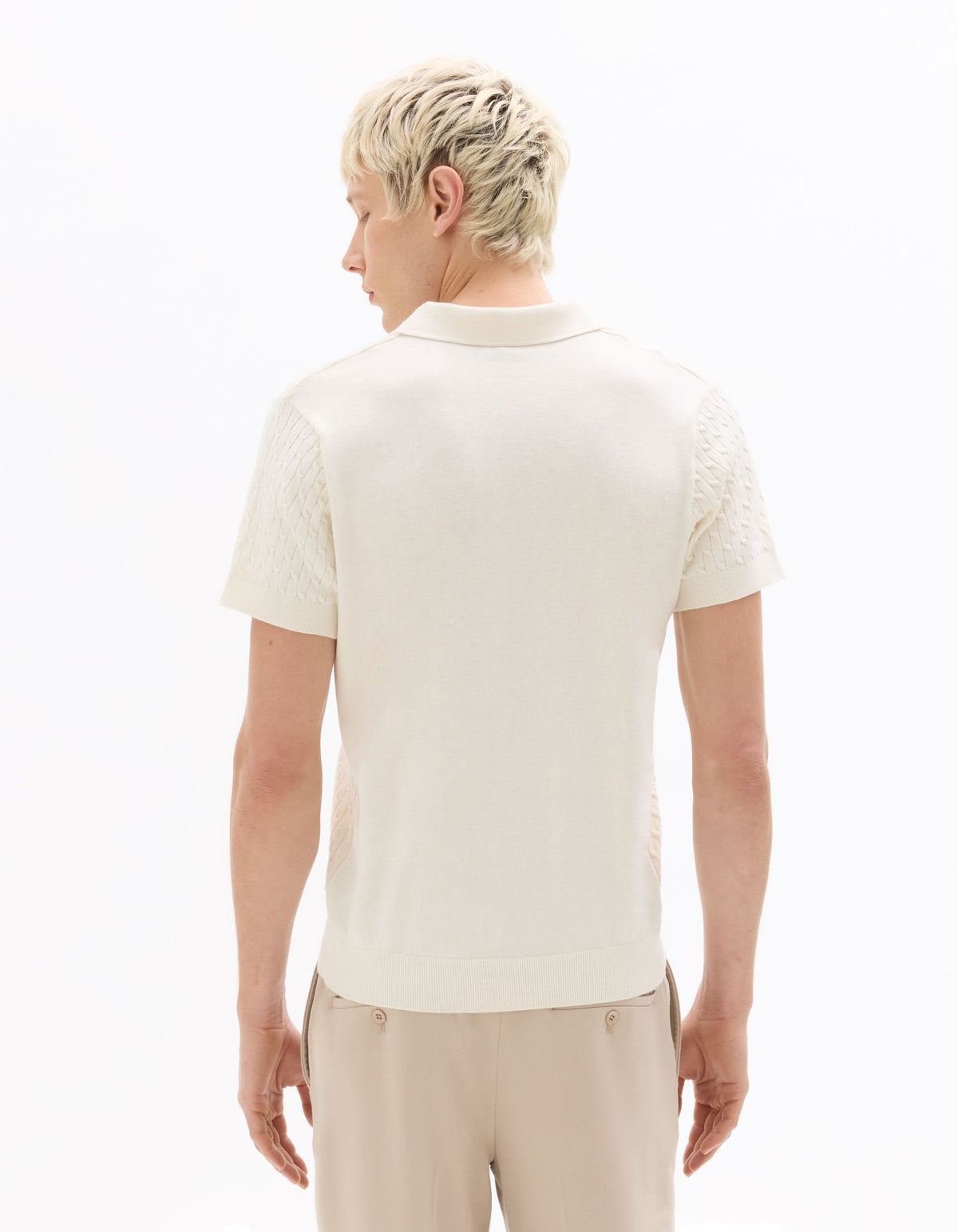 Celio Regular Fit Textured Knit Polo Shirt - White
