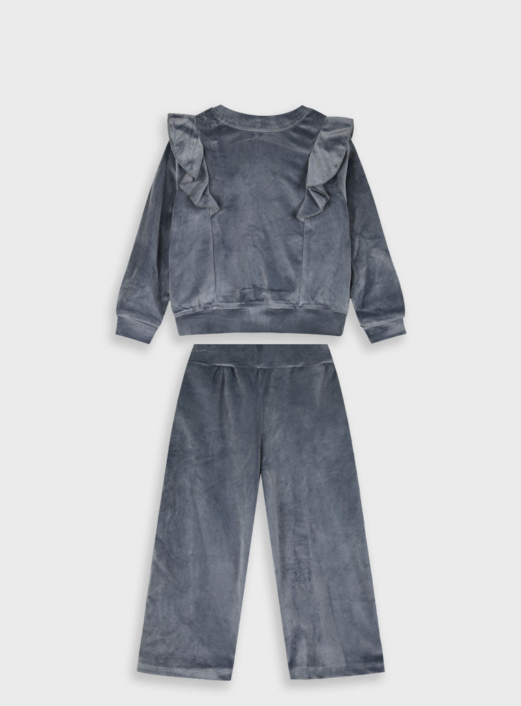 Cotton Blend Girl Set - Anthracite