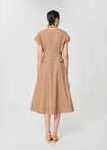 dress in beige poplin