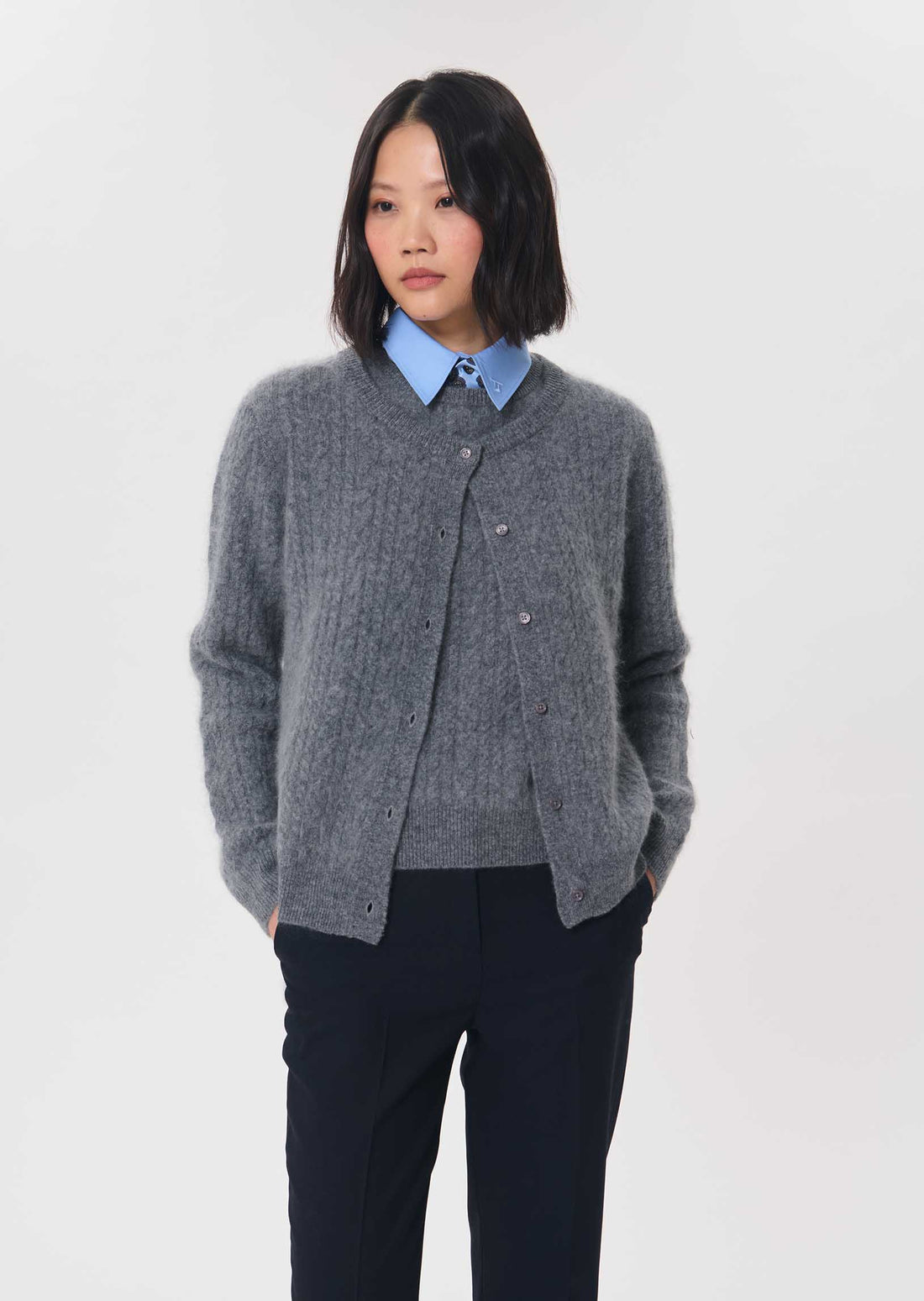 Ginette cardigan in grey wool by Tara Jarmon