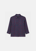 shirt in midnight blue with mini clover print