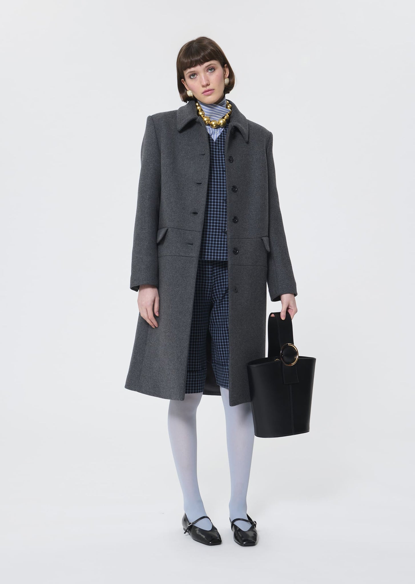 Manola  grey woollen cloth coat