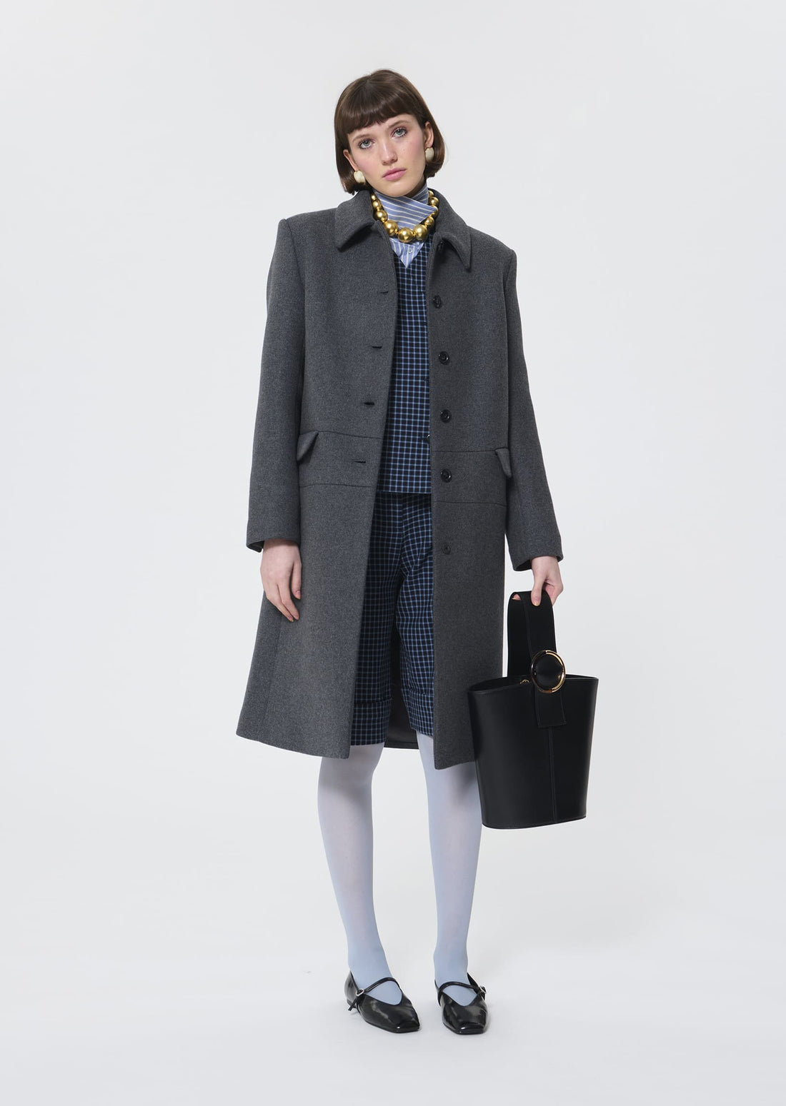 Manola  grey woollen cloth coat