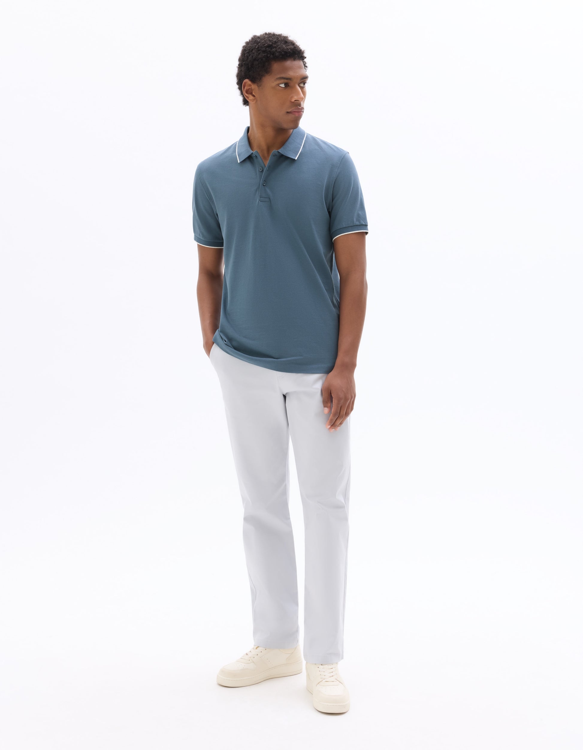Celio Dark Blue Regular Fit 100% Cotton Piqué Polo - Grey