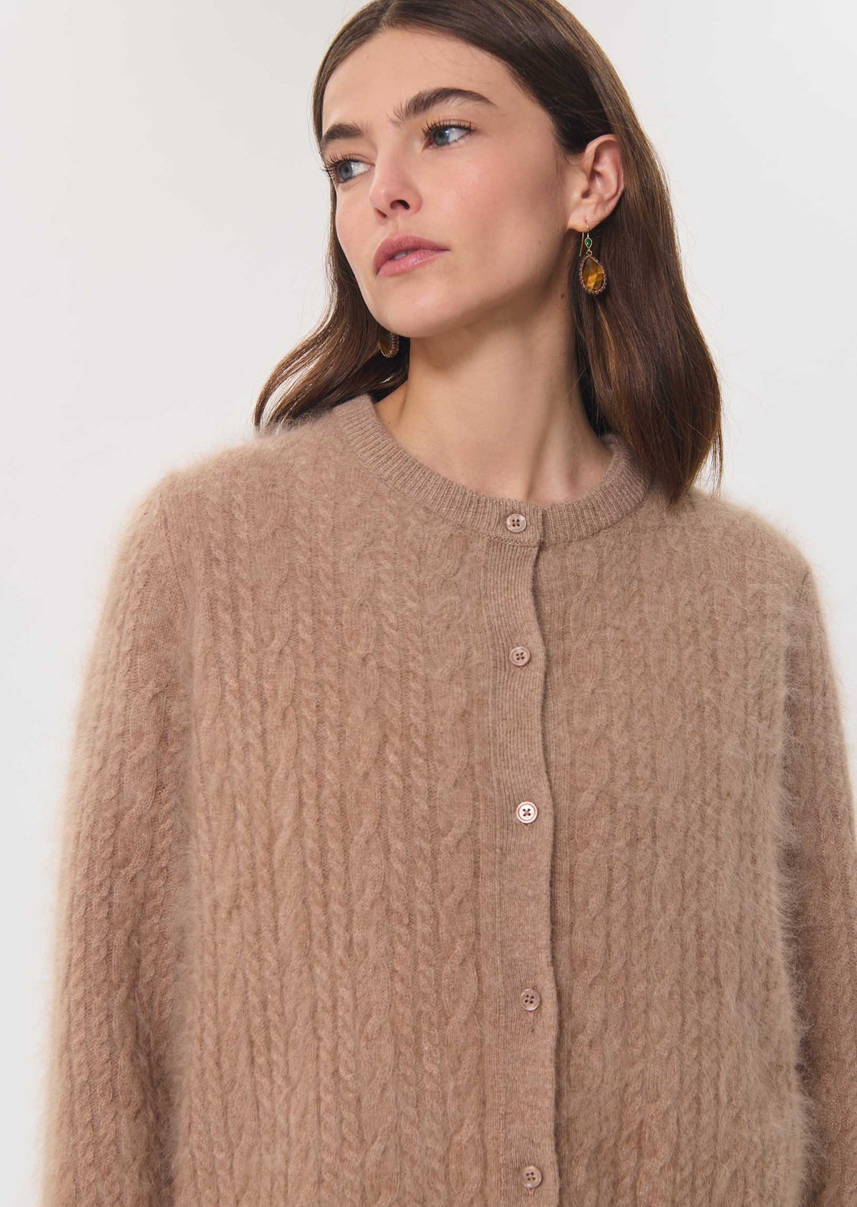 Ginette cardigan in camel wool by Tara Jarmon