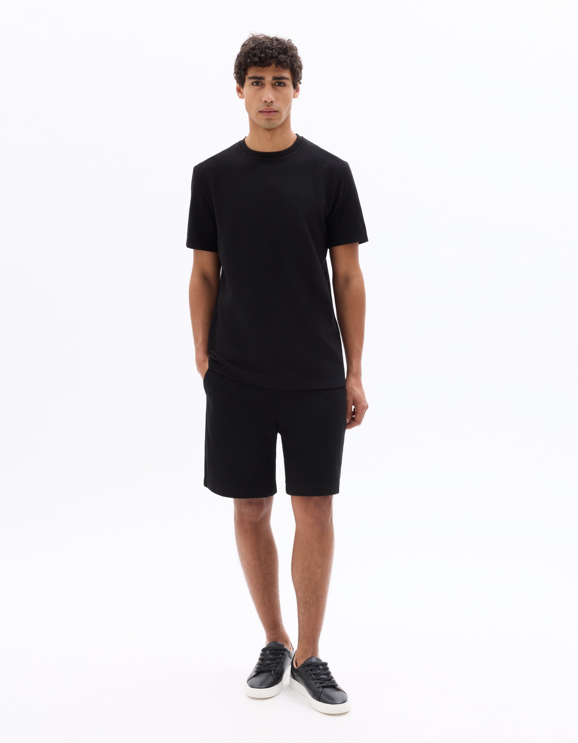 Celio Boxy Crew Neck Knit T-shirt - Black